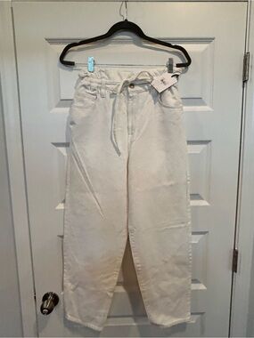 7 For All Mankind BNWT High-Waist Paperbag White Pants with Tie Waist Size 24